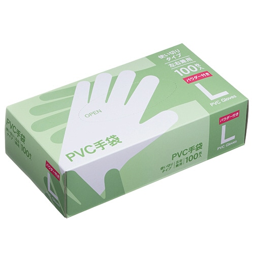 PVC手袋 パウダー付き L 1箱（100枚）（ご注文単位1箱）【直送品】