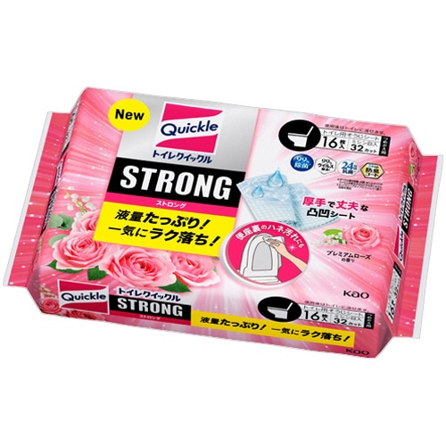 花王 トイレクイックル STRONG プレミアムローズの香り つめかえ用 1パック(16枚:8枚×2個)(ご注文単位1パック)【直送品】