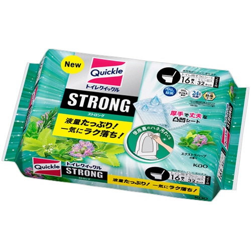 花王 トイレクイックル STRONG エクストラハーブの香り つめかえ用 1パック(16枚:8枚×2個)(ご注文単位1パック)【直送品】