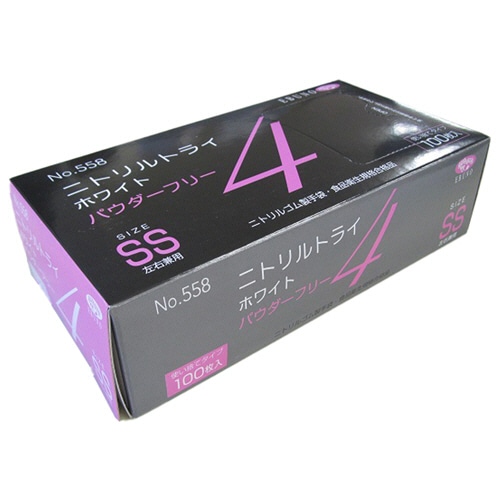 エブノ ニトリルトライ4 ホワイト パウダーフリー SS No-558 100枚/箱(ご注文単位1箱)【直送品】