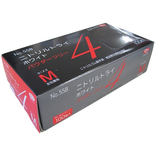 エブノ ニトリルトライ4 ホワイト パウダーフリー M No-558 100枚/箱(ご注文単位1箱)【直送品】