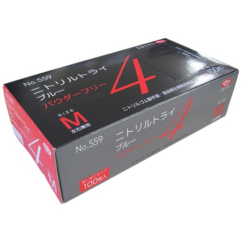 エブノ ニトリルトライ4 ブルー パウダーフリー M No-559 100枚/箱(ご注文単位1箱)【直送品】