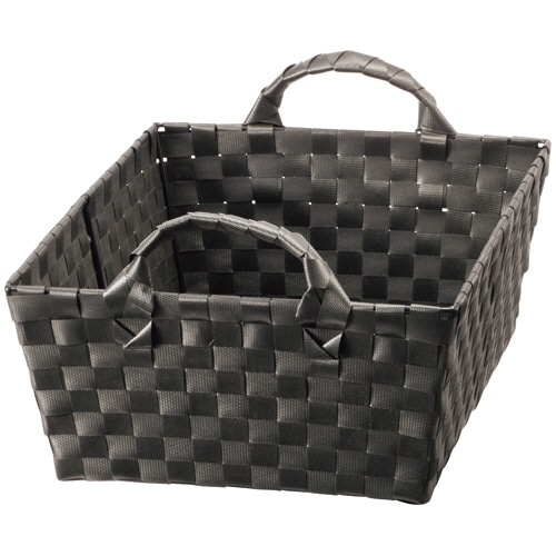 ちどり産業 ハンドル付き収納バスケット 黒 小 1個(ご注文単位1個)【直送品】