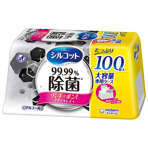 ユニ・チャーム　シルコットウェットティッシュ　99.99％除菌　本体　大容量　1個（100枚）（ご注文単位1個）【直送品】