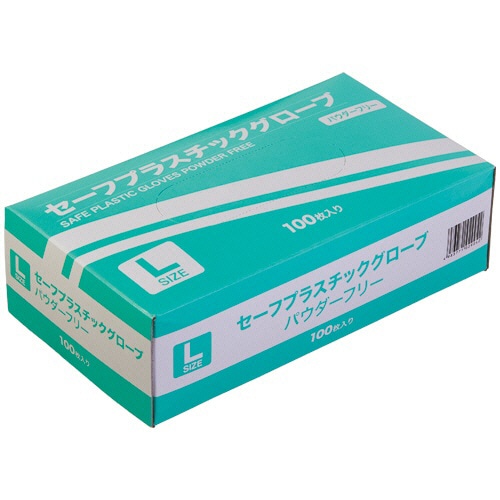 YAMAZEN セーフプラスチックグローブ パウダーフリー L YTB-L 1箱（100枚）（ご注文単位1箱）【直送品】