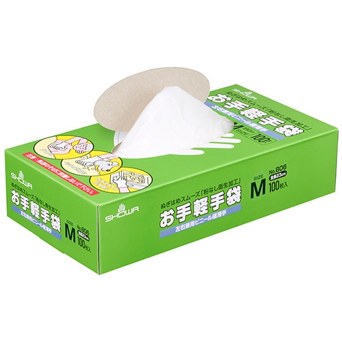 ショーワグローブ　No.806　お手軽手袋　パウダーフリー　M　半透明　NO.806-M　1箱（100枚）（ご注文単位1箱）【直送品】