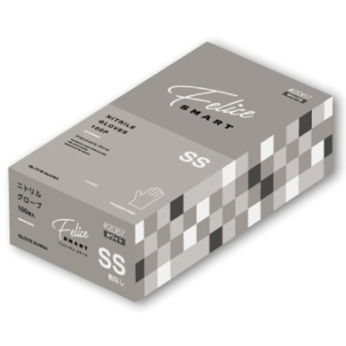 川西工業 ニトリルグローブ フェリーチェ スマート 粉なし ホワイト SS #2067W-SS 100枚/箱(ご注文単位1箱)【直送品】