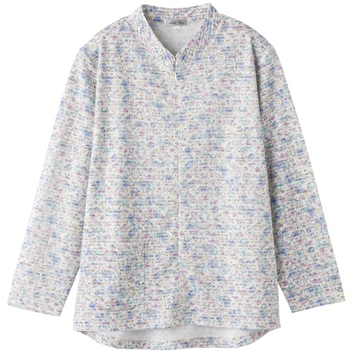 ケアファッション ロングファスナーTシャツ ブルー S 820597-24 1着(ご注文単位1着)【直送品】
