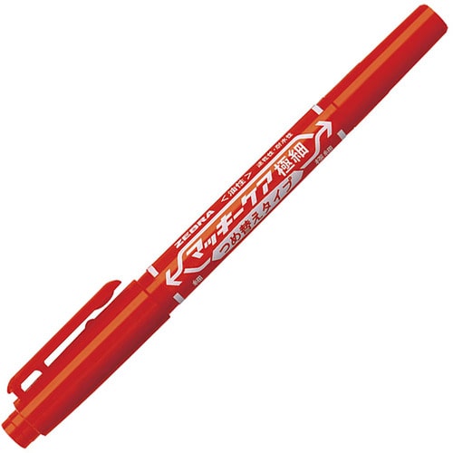 ゼブラ　油性マーカー　マッキーケア極細　つめ替えタイプ　細字＋極細　赤　YYTS5-R　1セット（10本）（ご注文単位1セット）【直送品】