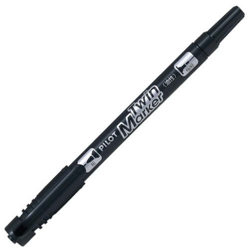 パイロット　油性ツインマーカー　細字＋極細　ブラック　MEF-12EU-B　1セット（10本）（ご注文単位1セット）【直送品】