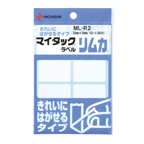 ニチバン　マイタックラベルリムカ　一般無地　25×38mm　ML-R2　1セット（800片：80片×10パック）（ご注文単位1セット）【直送品】