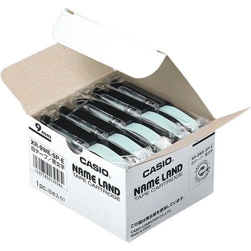 カシオ NAME LAND スタンダードテープ 9mm×8m 白/黒文字 XR-9WE-5P-E 1セット(100個:5個×20パック)(ご注文単位1セット)【直送品】