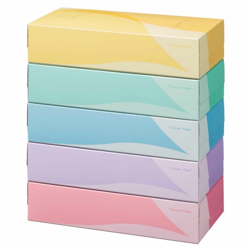 TANOSEE　ティッシュペーパー　5colors　200組／箱　1セット（300箱：5箱×60パック）（ご注文単位1セット）【直送品】