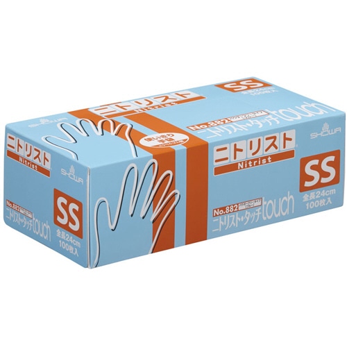 ショーワグローブ　No.882　ニトリスト・タッチ　パウダーフリー　SS　ブルー　#882-SS　1セット（2000枚：100枚×20箱）（ご注文単位1セット）【直送品】