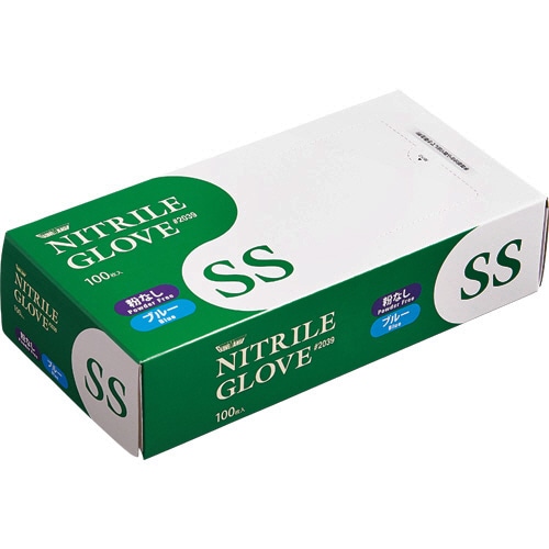 川西工業 ニトリル 使いきり極薄手袋 粉なし ブルー SS #2039 2000枚/セット（ご注文単位1セット）【直送品】