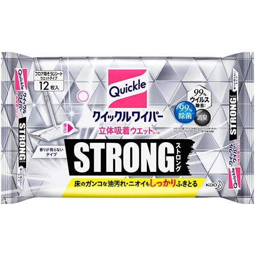 花王 クイックルワイパー 立体吸着ウエットシート ストロング 香りが残らないタイプ 1セット(36枚:12枚×3パック)(ご注文単位1セット)【直送品】