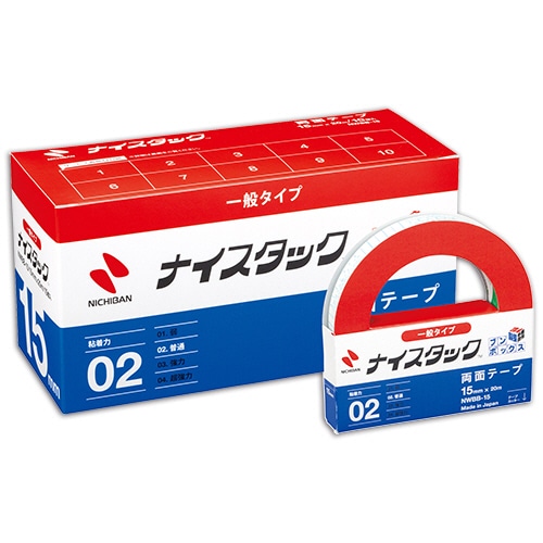 ニチバン　ナイスタック　再生紙両面テープ　ブンボックス　大巻　15mm×20m　NWBB-15　1セット（100巻：10巻×10パック）（ご注文単位1セット）【直送品】