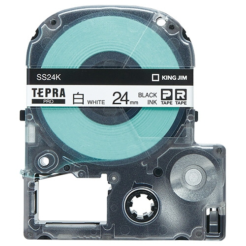 キングジム　テプラ　PRO　テープカートリッジ　24mm　白／黒文字　エコパック　SS24K-10PN　1セット（50個：10個×5パック）（ご注文単位1セット）【直送品】