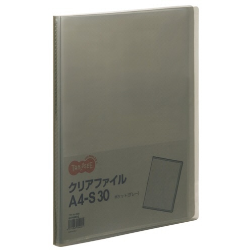 TANOSEE クリアファイル A4タテ 30ポケット 背幅17mm グレー 60冊/セット(ご注文単位1セット)【直送品】