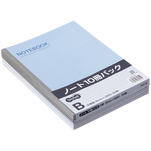 TANOSEE　ノートブック　セミB5　B罫6mm　30枚　1セット（180冊：10冊×18パック）（ご注文単位1セット）【直送品】