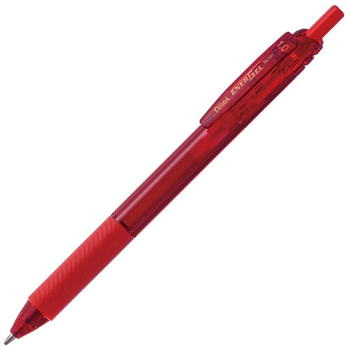 ぺんてる　ゲルインキボールペン　エナージェルエス　1.0mm　赤　BL130-B　1セット（10本）（ご注文単位1セット）【直送品】
