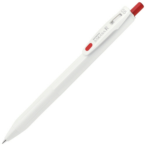 ゼブラ　ジェルボールペン　サラサR　0.5mm　赤　（軸色：白）　JJ29-R1-R　1セット（10本）（ご注文単位1セット）【直送品】