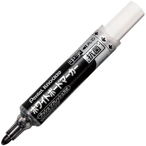 ぺんてる ホワイトボードマーカー ノックル 抗菌 中字 黒 EMWLM-AKMOS 1セット(10本)(ご注文単位1セット)【直送品】