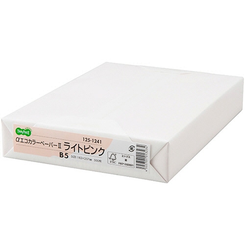 TANOSEE　αエコカラーペーパーII　B5　ライトピンク　1セット（2500枚：500枚×5冊）（ご注文単位1セット）【直送品】