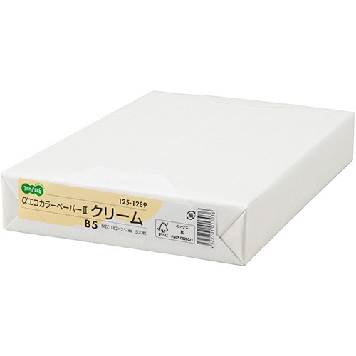 TANOSEE　αエコカラーペーパーII　B5　クリーム　1セット（2500枚：500枚×5冊）（ご注文単位1セット）【直送品】