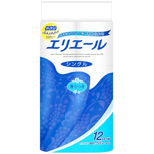 大王製紙 エリエール トイレットティシュー シングル 55m 1セット(72ロール:12ロール×6パック)(ご注文単位1セット)【直送品】