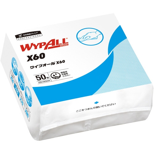 日本製紙クレシア　ワイプオールX60　4つ折り　薄手　1セット（900枚：50枚×18パック）（ご注文単位1セット）【直送品】