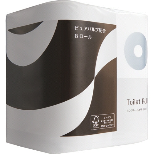 TANOSEE トイレットペーパー パルプブレンド シングル 芯あり 80m 1セット(288ロール:8ロール×36パック)(ご注文単位1セット)【直送品】