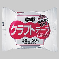 TANOSEE　クラフトテープ　重ね貼可能　50mm×50m　厚み約0.14mm　白　1セット（150巻）（ご注文単位1セット）【直送品】