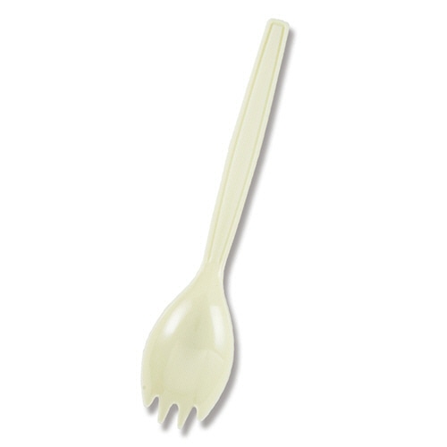 シモジマ　HEIKO　プラスチックフォークスプーン　16cm　アイボリー　単袋　#004513004　1セット（1000本：100本×10パック）（ご注文単位1セット）【直送品】