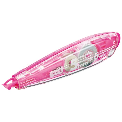 TANOSEE ノック式修正テープ(使い切り) 5.0mm幅×6m ピンク 1個(ご注文単位1個)【直送品】