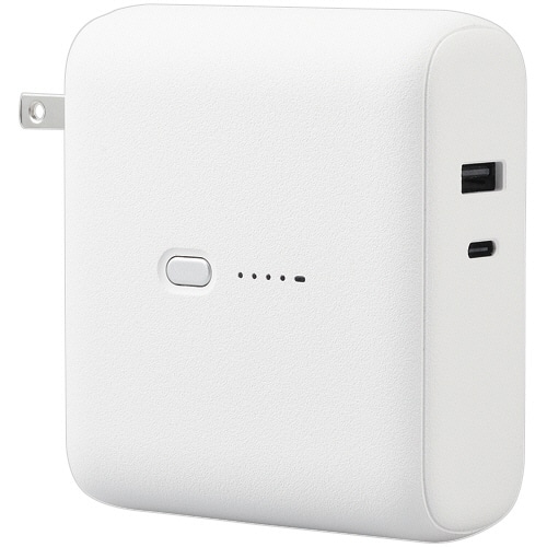エレコム AC充電器一体モバイルバッテリー(20W/C×1+A×1) 10000mAh ホワイトフェイス DE-AC07-10000WF 1個（ご注文単位1個）【直送品】