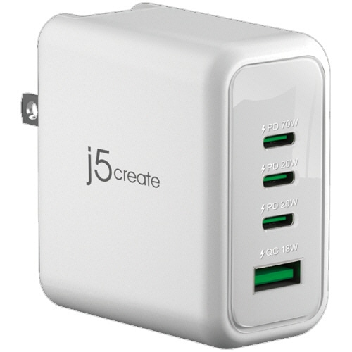 j5 Create 70W GaN USB-C 4ポート 急速充電器 JUP4370 1個（ご注文単位1個）【直送品】