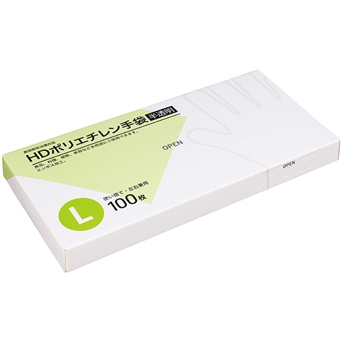 クラフトマン HDポリエチレン手袋 L 半透明 HDPGHK-03 100枚/パック(ご注文単位1パック)【直送品】