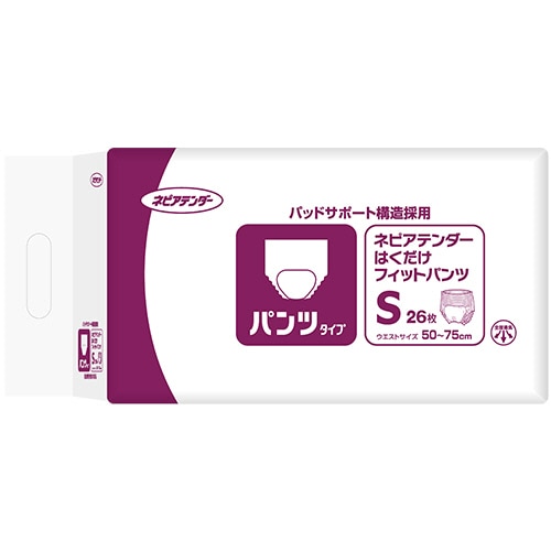王子ネピア ネピアテンダー はくだけフィットパンツ S 1セット(104枚:26枚×4パック)/セット(ご注文単位1セット)【直送品】