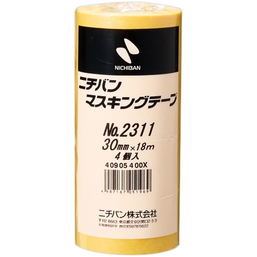 ニチバン マスキングテープ No.2311 30mm×18m 厚み0.092mm 2311H-30 1パック(4巻)/パック(ご注文単位1パック)【直送品】