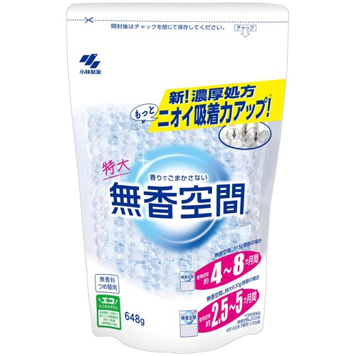 小林製薬 無香空間 無香料 特大 つめ替用 648g 1個（ご注文単位1個）【直送品】