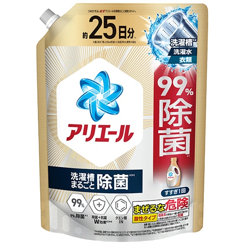 P&G アリエール ジェル 除菌プラス つめかえ用 超特大サイズ 625g 1パック/個(ご注文単位1個)【直送品】
