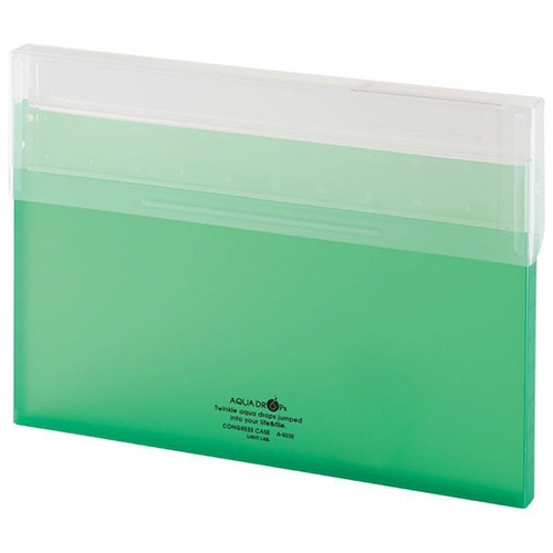 リヒトラブ AQUA DROPs コングレスケース A4ヨコ 150枚収容 黄緑 A-5035-6 1個/冊（ご注文単位1冊）【直送品】