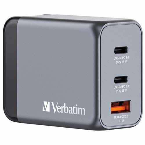 バーベイタム 65W PD急速充電対応 GaNチャージャー 3ポート 32201 1個/台(ご注文単位1台)【直送品】