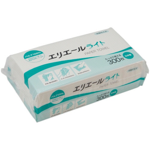大王製紙 エリエール パルプペーパータオルライト レギュラー 300枚/パック 1セット(50パック)/セット(ご注文単位1セット)【直送品】