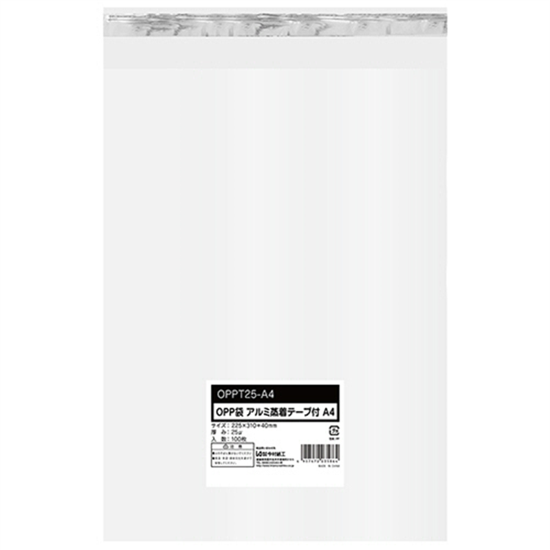 今村紙工 OPP袋 テープ付 A4 225×310+40mm 0.025mm厚 OPPT25-A4 100枚/パック（ご注文単位1パック）【直送品】