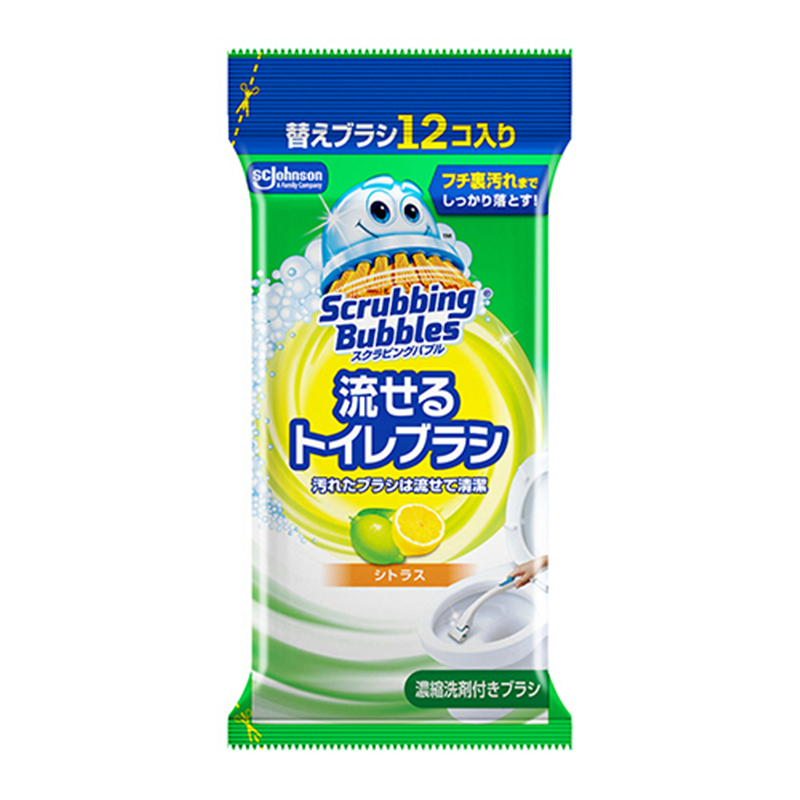ジョンソン スクラビングバブル 流せるトイレブラシ シトラス つけかえ用 12個/1パック（ご注文単位1パック）【直送品】