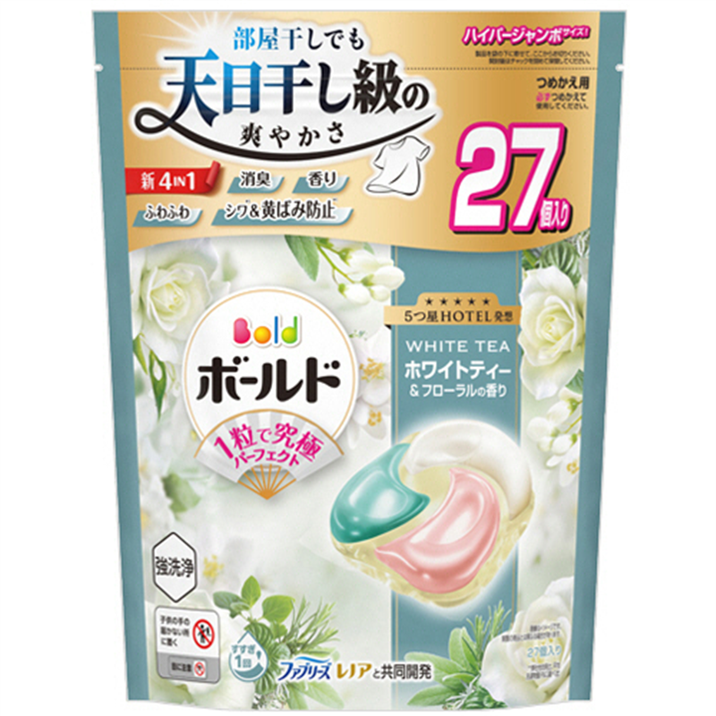 P&G ボールド ジェルボール4D 心弾けるホワイトティー&フローラルの香り つめかえ用 ハイパージャンボ 27個/1パック(ご注文単位1パック)【直送品】