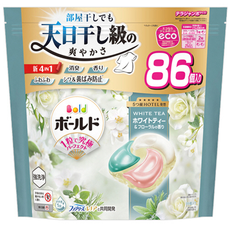 P&G ボールド ジェルボール4D 心弾けるホワイトティー&フローラルの香り つめかえ用 テラジャンボ 85個/1パック(ご注文単位1パック)【直送品】