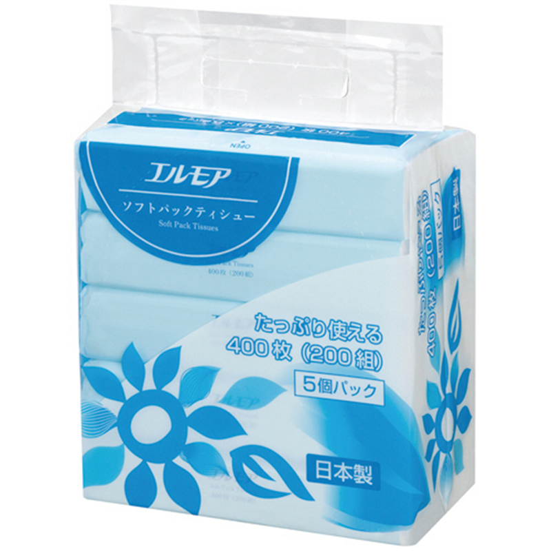 カミ商事 エルモア ソフトパックティシュー 200組/個 90個/1セット(ご注文単位1セット)【直送品】